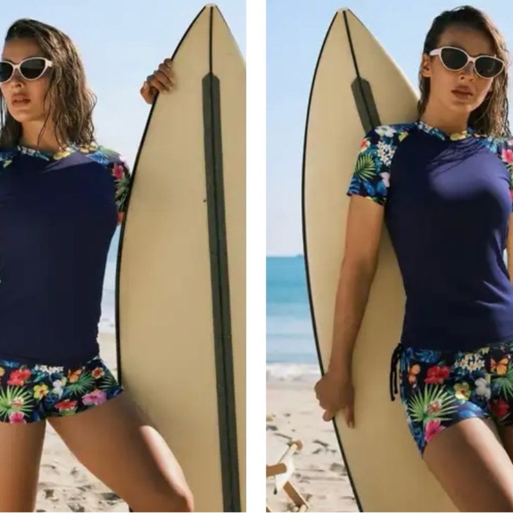 Floral Navy Women's Swim Set